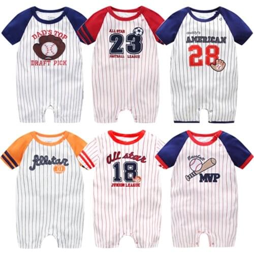 Baby Boy romper short sleeve sport clothing Summer newborn jumpsuit baby cotton clothing infant baseball one piece romper outfit