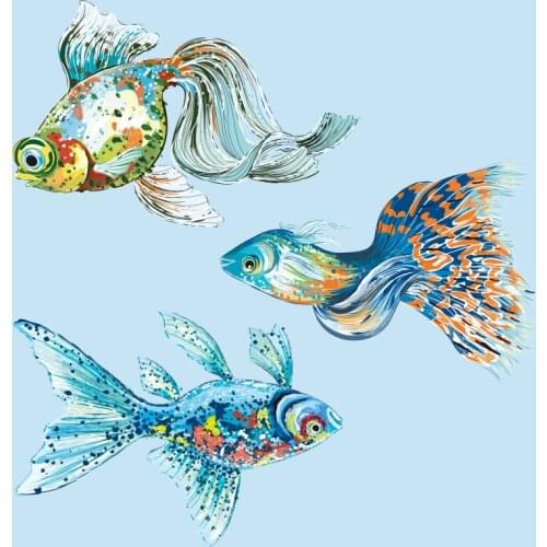 Fashionable marine color striped fish iron is very nice heat transfer pattern on womens short-sleeved T-shirt