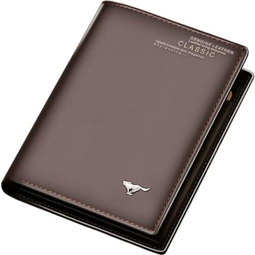 Top Quality Brand Mens Walle Short Leather Bank Card Genuine Leather Wallet Business Casual Simple Credit Card Holder