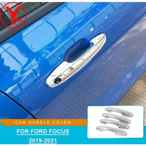 For Ford Focus 2019 2020 2021 Chrome Door Handle Cover Trim Protector Car Side Door Handle Cover Trim Molding YCSUNZ