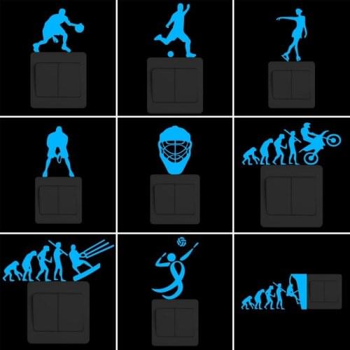 Personality Glow in the Dark Wall DIY Switch Sticker Sport Basketball/Football/Figure Skating/Tennis/Helmet/Evolution/Volleyball