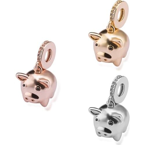 NEW DIY Micro Pave Zircon Animal Piggy Jewelry Connector Bracelet Necklace Pendant Jewelry Accessories Valentine Day Gift