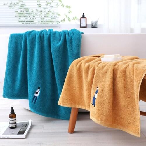 Embroidered Couple Bath Towels Soft Water Absorption Shower Towels for Bathroom 100%Cotton Premium Quality Beach Towel Yellow