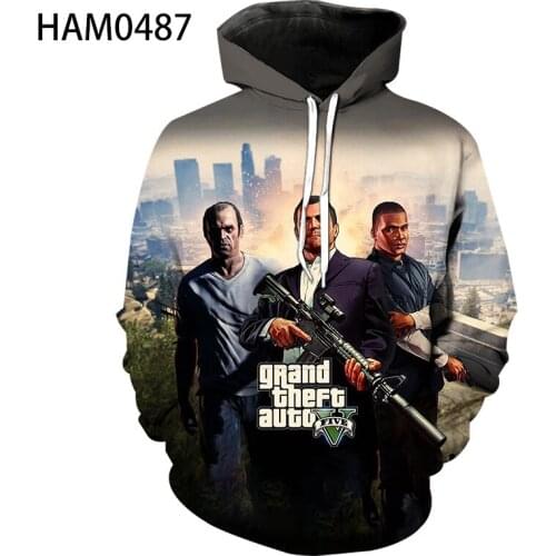 Grand Theft Auto Spring and summer Hoodie cool 3D animation printing popular classic personality boys and girls Sweatshirt