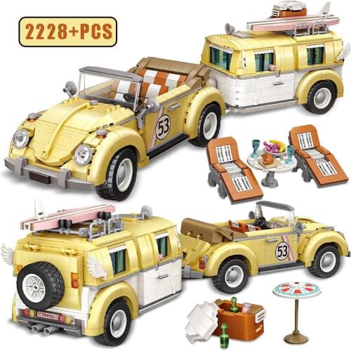 LOZ Mini Blocks Wagon Car Model Kids Building Toys City Technical Holiday Touring Vehicle MOC Bricks Boys Girls Friends Gifts