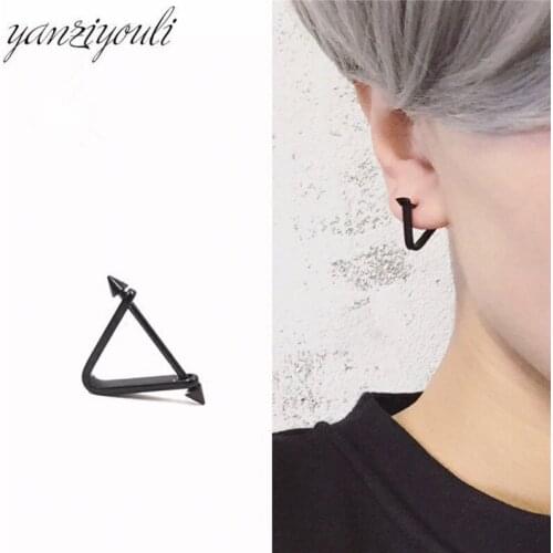 1 Pair Fashion Punk Korean Hip Hop Titanium Steel Triangle Stud Earrings for Men Women Piercing Ear Girl Boy Brincos Wholesale