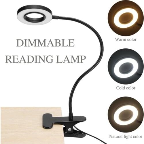 Led Desk Lamp Flexible Gooseneck Touch Dimmable Table Lamp Eye Protection Clip Type Table Lamp 3 Color Modes for Living Room
