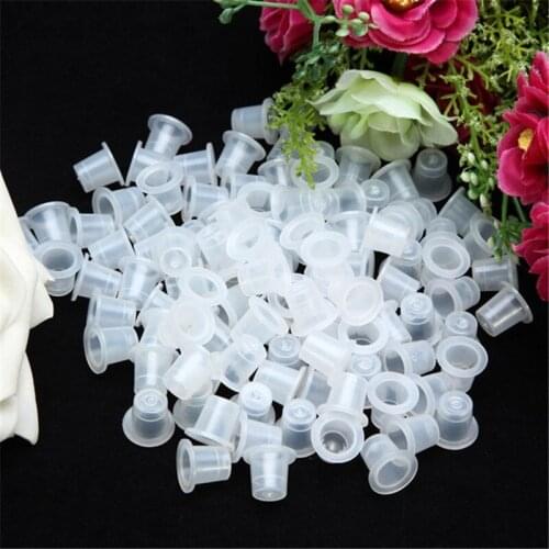 Top White Steady Tattoo Ink Cups Small Medium Large Size Clear Self Standing Tattoo Ink Cup Cap 1000pcs Supply 3 Sizes