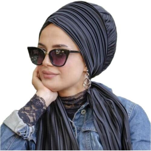Turban bonnet solid color cotton blouse knot inner hijab caps african twist headwrap women head wraps india hat hijabs cap