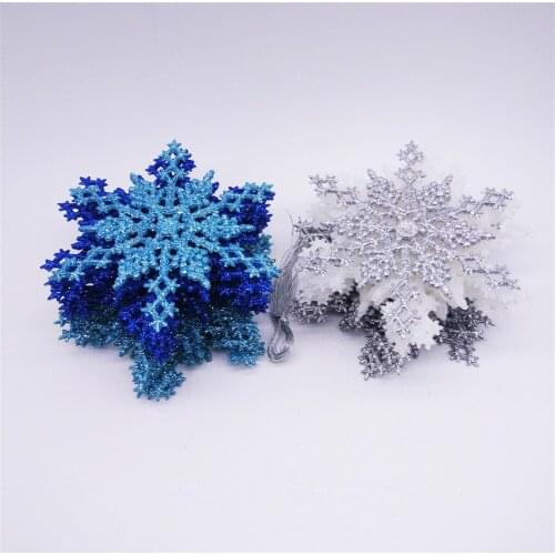 32pcs/set Sparkly Glitter Snowflake Christmas Ornaments Xmas Tree Hanger Garland Marking Christmas Decorations For Frozen Party