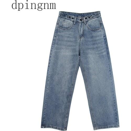 Women Casual Jeans High Waist Ankle Length Jeans Vintage Dark blue / Light blue / Mom Jeans