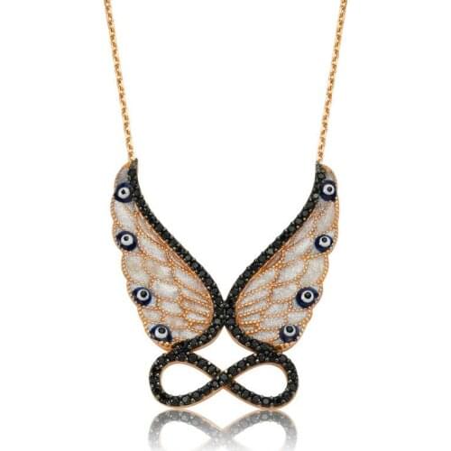 Silver Angel Wing Infinity Ladies Necklace