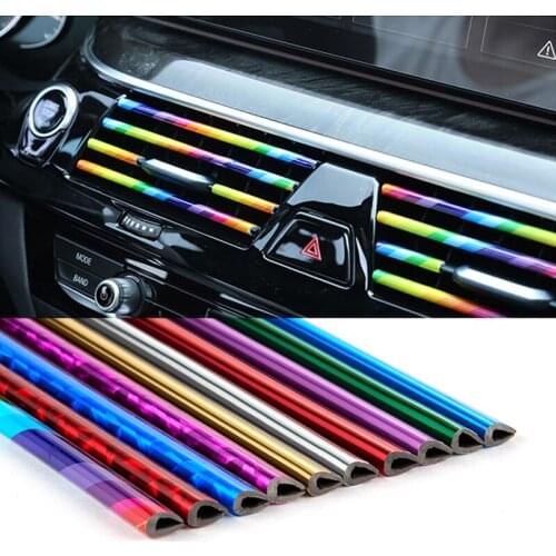 10Pcs Car Air Vent Grille Accessories Chrome Strip Interior Mouldings Girls Decorative Universal Auto Exterior Decoration Agent