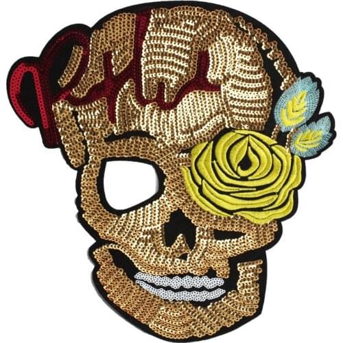 10pcs New Large Sequined Skull Embroidery Cloth Patch Clothing Accessories Bag Ornament sew on