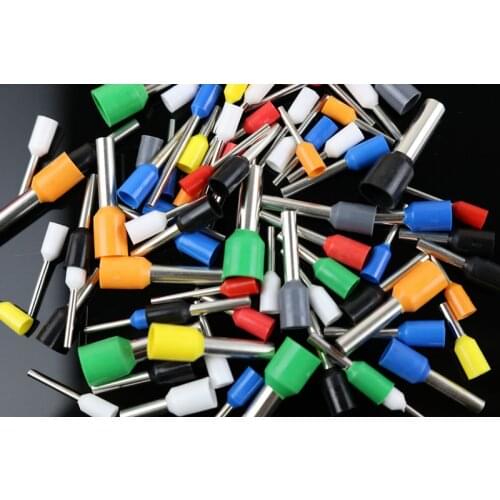 100pca/pack E0308 Cord End Pre-insulated Terminals Wire Connectors Bootlace Ferrules For 0.3mm2 8mm Pin of Length Brass tubes