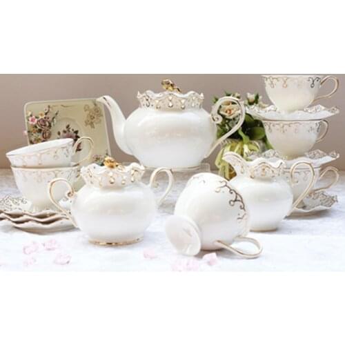 15 Pieces English Afternoon Tea Set Black Tea Teapot Teacup Living Room Household Luxury High Grade Bone China Coffee Cups Set