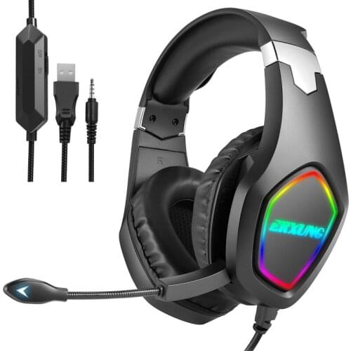 2m Wired Gaming Headphones With Microphone LED Light Bass Headsets USB 3.5mm Jack Surround Sound Stereo Computer Headphone