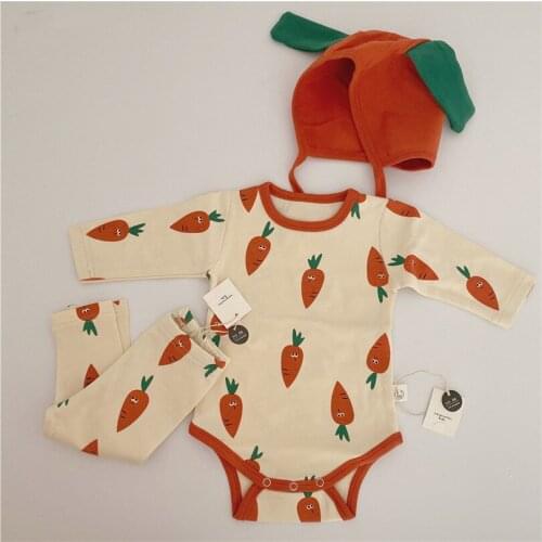 Newborn Baby Clothes 2020 Baby Girl Clothes Set Infant Baby Romper Pants Hat 3 Pcs Baby Clothing Set 100% Cotton Infant Outfits