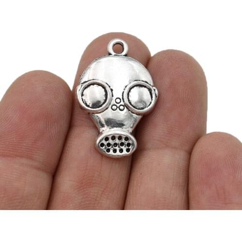 6pcs Tibetan Silver Plated Mask Charm Pendants for Jewelry Making Bracelet DIY Accessories 28x19mm