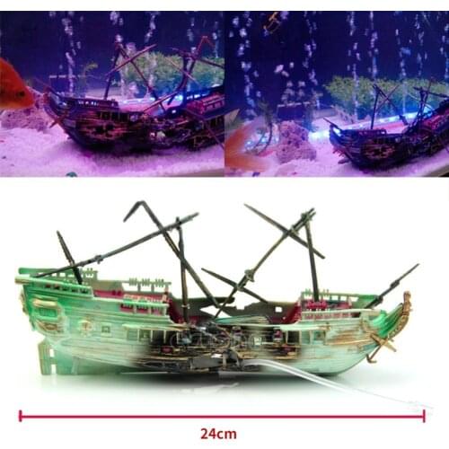 Aquarium Underwater Treasure Ship Landscaping Decoration Aquarium Oxygen Toy Big Rotten Ship Wreck Fishtank Decoration