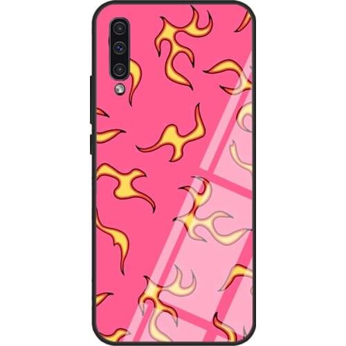 Pink Flames Pattern Case For Samsung A72 A71 A51 A31 A40 A50 A70 A20e A21S A12 A32 A52 Tempered Glass Cover