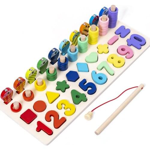 Kids Toys Montessori Educational Wooden Toys Geometric Shape Cognition Puzzle Toys Math Toys Early Educational Toys for Children