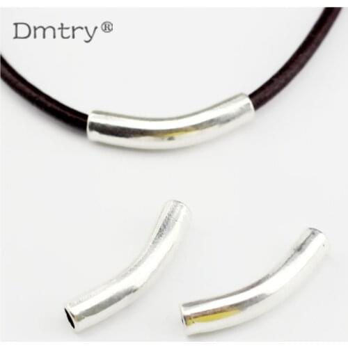 Dmtry 5pcs Hole Curved Tube Slider Spacers Jewelry Findings Charms Use With 4mm Round Leather DIY Bracelets & Bangles BB0004