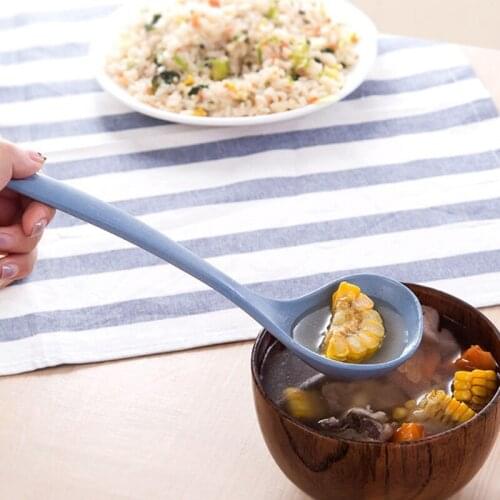 Eco-friendly Wheat Straw Soup Spoon Long Handle Spoon Kitchen Tableware Dinner Spoons Kitchen Tools