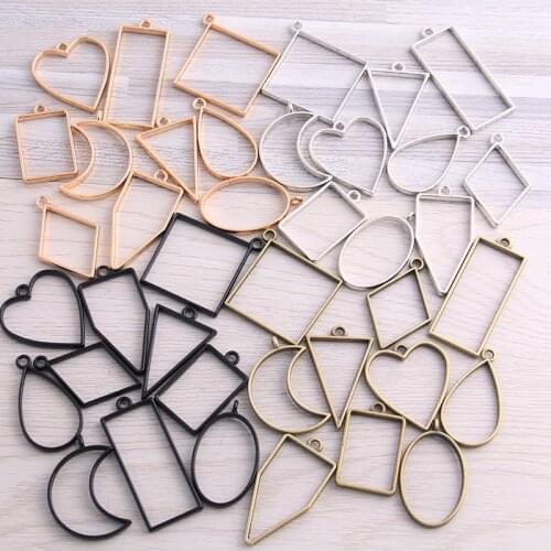 SWEET BELL 30Pc/3set Border mold Assorted Geometric Hollow Pressed Flower Frame Pendant Resin Jewelry Making