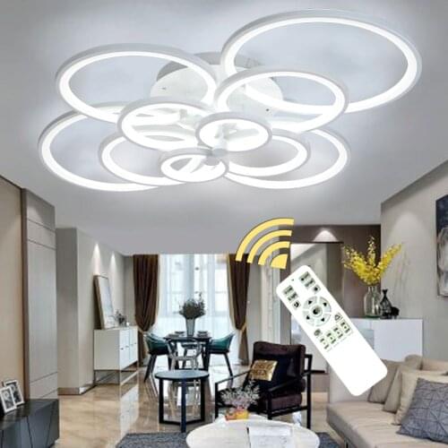Finished Chandeliers LED Circle Modern Ceiling Chandelier Lighting Lustres For Living Room Acrylic Lampara de techo dimmer