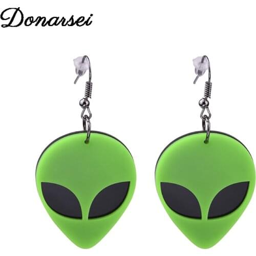 Donarsei Personality Alien Acrylic Earrings For Women Fashion Spaceship UFO Drop Dangling Earrings Nightclub Jewelry