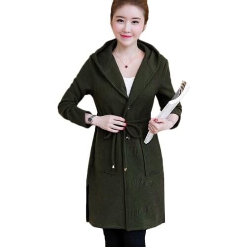 Autumn Winter Sweater Women Chic Casual Outfits Warm Knitted Cardigan Pocket Long Sleeve Brown Loose Knitwear Coat