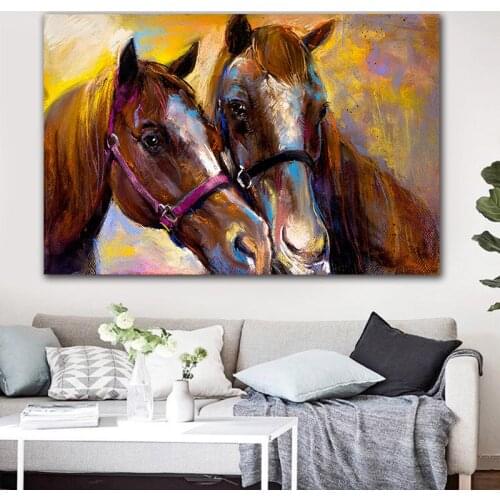 Animal Painting Two Horse Posters And Prints Wall Picture For Living Room Wall Art Decoration Canvas Painting