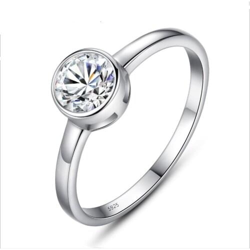 Classic 925 sterling silver rings for women Big clear crystal minilist ring party finger accessory fine jewelry girl lady gift