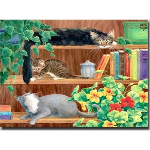 Cat is playing games,3D Round Diamond Painting Square Cross Stitch Mosaic Diamond Embroidery Home Decoration Not folding canvas