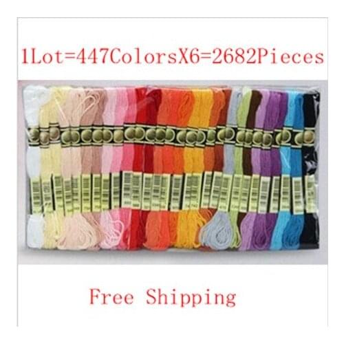 Best Choice 1Lot=447ColorsX6=2682Pieces DIY Cross Stitch Embroidery Thread Similar DMC Thread Cross Stitch Skein Free Shipping
