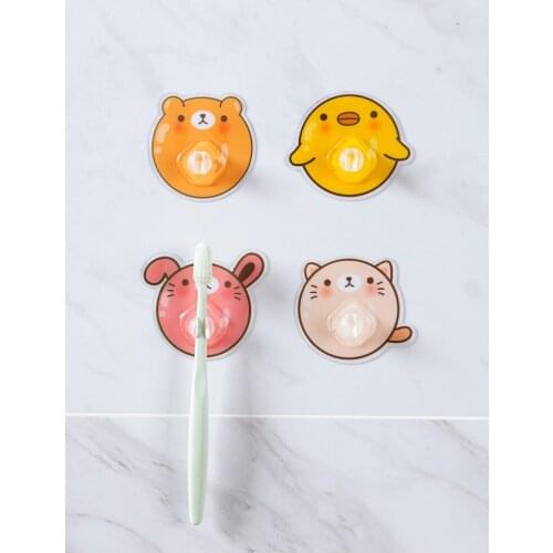 Meyjig Punch-free Cartoon Toothbrush Holder Shaver Storage Rack Wall Hanging Brushing Teeth Toothpaste Rack Bathroom Accessories