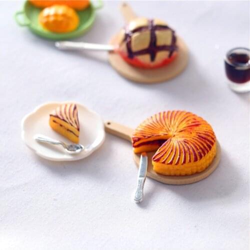 Dollhouse Miniature Food Play Cutting Cake Tray Knife Package OB11 Model Shooting Props Setting Dolls Accessories