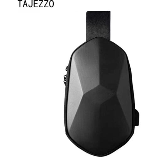 TAJEZZO Motorcycle bag waterproof shoulder bag chest bag hard shell USB charging shoulder bag