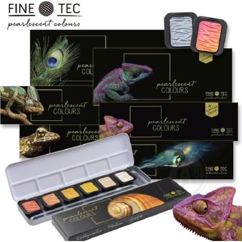 German FINETEC chameleon watercolor paint 6 colors/12 colors solid acuarelas metallic pearlescent gem color set school supplies