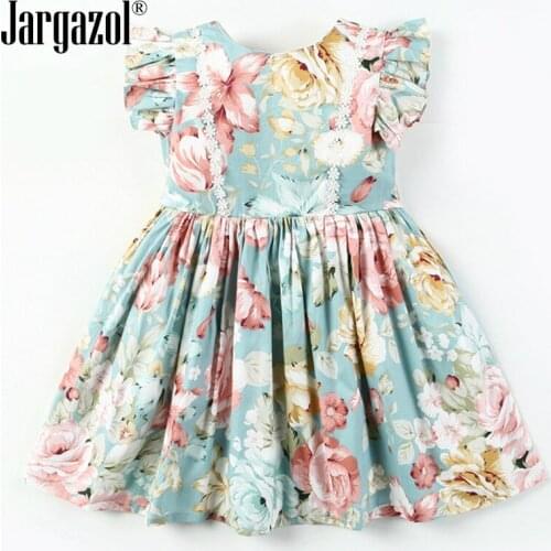 New Fashion 2019 Girls Pricess Dress Baby Girls Floral Tutu Dress Cute Lovely 100% Cotton High Quality Dress Children Clothes