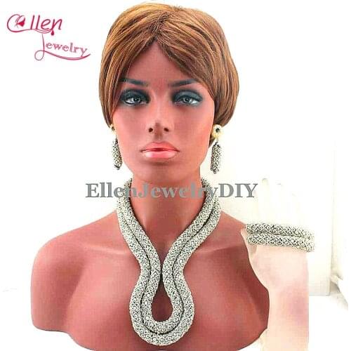 New nigerian Wedding Crystal Beads Jewellery Set african Beads jewelry sets Women Costume Jewelry Set Free Shipping E1009