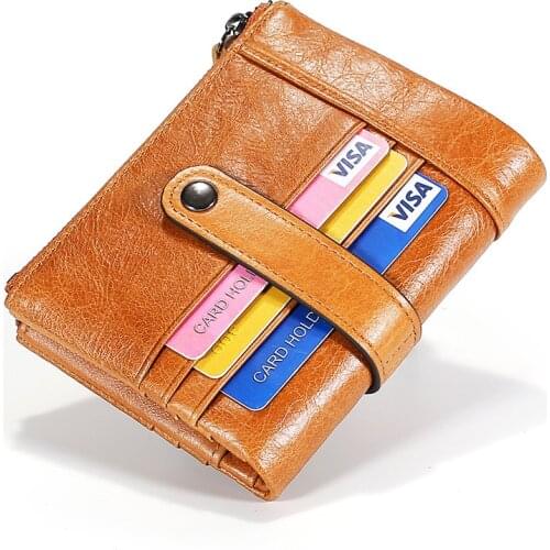New Genuine Leather Short Men Wallets High Quality Famous Brand Hasp Design Male Retro Walet Card Holder for Mens Coin Purse