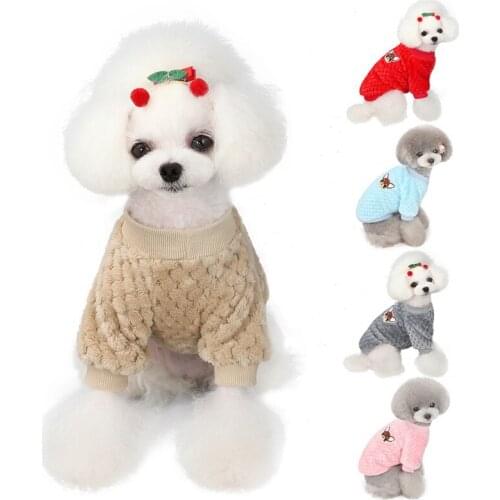 Pet Dog Clothes Winter Warm Fleece Pet Coat For Small Dogs Cute Plush Round Neck Print Sweater Dog Clothing Chihuahua Clothes