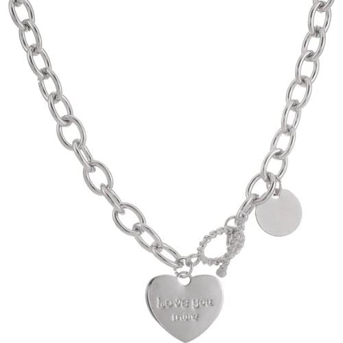 RZ052 Punk Hip-Hop Style Necklace Net Celebrity Temperament Simple Front Buckle Love Clavicle Chain