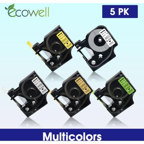Ecowell 5Pcs 12mm 45013 for Dymo d1 label tapes 2056085 2056090 2056098 2056121 for Dymo label manager LM 160 LM 280 Label Maker