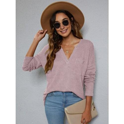 CINESSD Women Pullover Knitted Sweaters 2021 Solid Pullovers Sexy V Neck Long Sleeves Split Female Autumn Winter Casual Sweater
