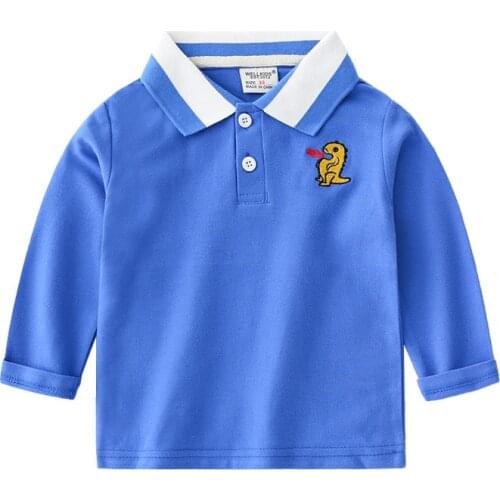 2020 Boys Polo Shirts Cotton 2-6Year Full Sleeve Kids Polo Shirt Cartoon Embroidery Casual Boys Clothing