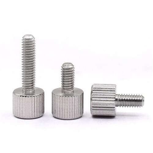 10Pcs M2 Single knurled head hand screw round thumb screws handle bolts Nickel Plated 5mm-12mm Long