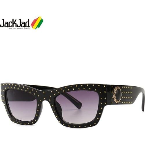 JackJad 2019 Fashion Vintage Cool Square Style Rivets Sunglasses Women Men Gradient Brand Design Sun Glasses Oculos De Sol 4358